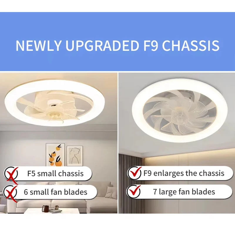 New Ceiling Fan Light Living Room Bedroom Modern and Simple Home Intelligent Remote Control Restaurant LED Fan Light