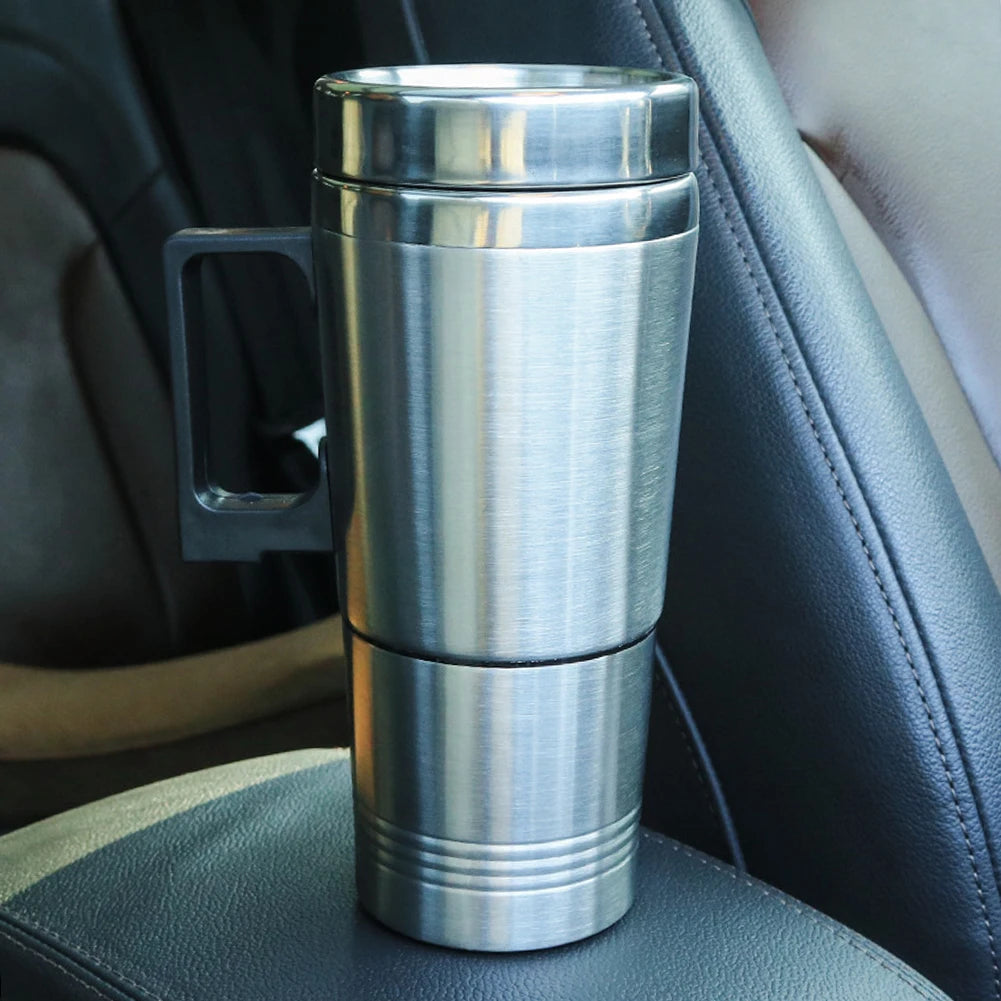 Electric Heating Car Kettle 12V/24V Water Coffee Milk Thermal Mug Stainless Steel Car Electric Heating Cup Water Heater Bottle