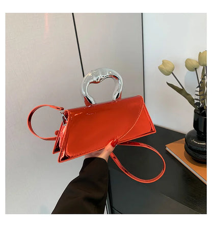 Shiny Leather Handbag And Purse Solid Color Designer Bags For Women Luxury Style Fashion Female Hand Bag High Quality Clutches