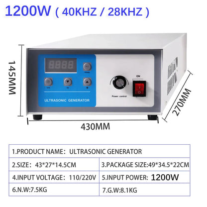 GENENG Ultrasonic Generator 40KHz Power Adjustable 600W/1500/3000W Converts Electrical Pulses Transducer Power Supply