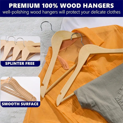 20/30Pcs Wood Coat Hangers Non-Slip Design Clothing Hanging Rack Trousers Skirt Drying Hangers Coats Jackets Clothes Display