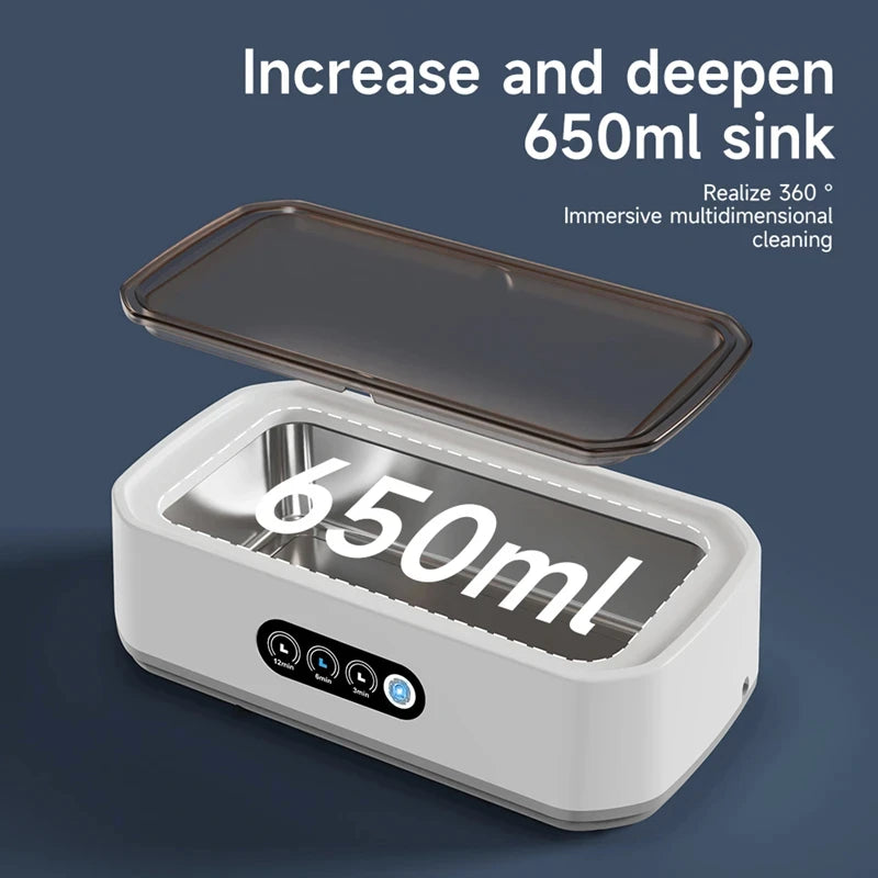 Xiaomi Ultrasonic Cleaner 650ML Adjustable Large Capacity Fast Powerful Jewelry Brace Glasses Jewelry Cleaning Machine Household