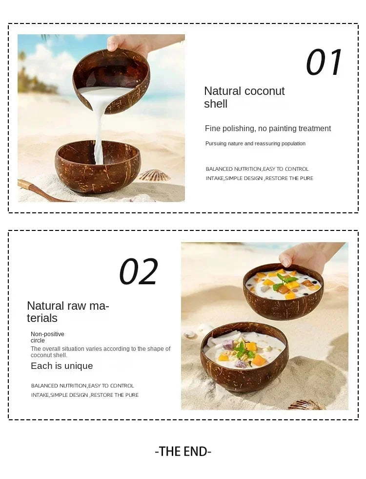 WIKHOSTAR Coconut Bowls For Serving Dishes Wooden Salad Natural Coconut Shell Bowl  Bowl Serving Utensils Breakfast Party