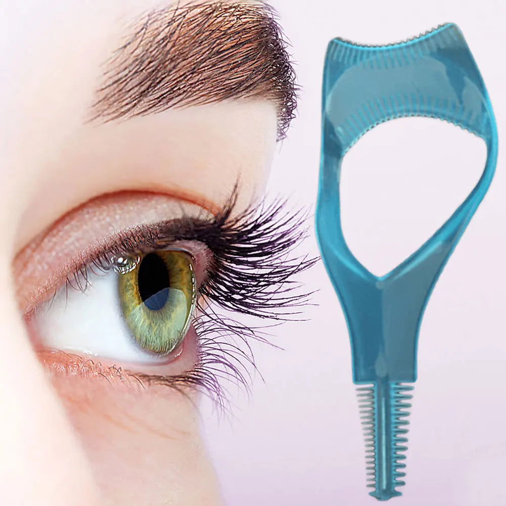 3-in-1 Eyelash Brush Curler Mascara Guard Plastic Makeup Eyelash Tool Reusable Mascara Shield for Women Girls