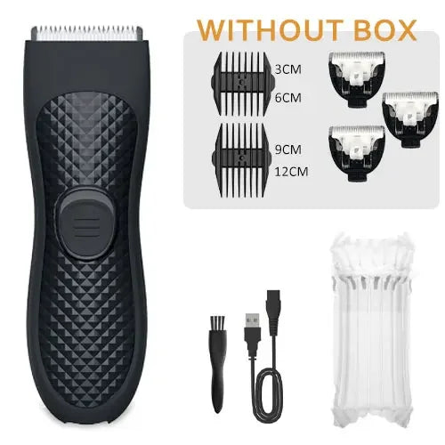 Body Hair Trimmer for Men Electric Groin Hair Trimmer Rechargeable Balls Groomer Replaceable Ceramic Blade Head Waterproof