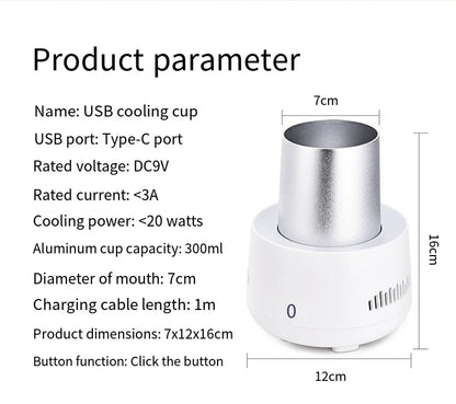 USB Mini Refrigerator Beverage Fast Cooler Cup Beer Bottle Can Water Soda Drinks Cooling Mug Ice Car Home Refrigeration Cup