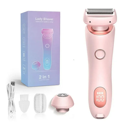 2 in 1 Bikini Trimmer Electric Shaver for Women Waterproof Facial Hair and Leg Hair Remover Body Hair Trimmer for Underarms Legs