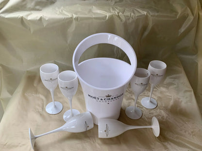 6 Cups 1 Bucket Ice Buckets and Coolers Wine Glasses 3000ml Acrylic Goblets Champagne Wedding Bar Party Wine Bottle Holder