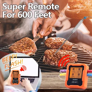 Wireless Meat Thermometer Digital Remote Food Cooking Meat Thermometer for Grill Smoker Oven Kitchen 500 FT Range&Dual Probes