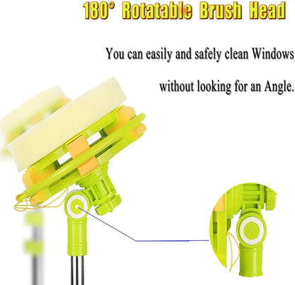 Window Squeegee Cleaner, Glass Dust High-Rise Window Cleaning Brush, Telescopic Pole, 2 in 1 Sponge Squeegee Equipment