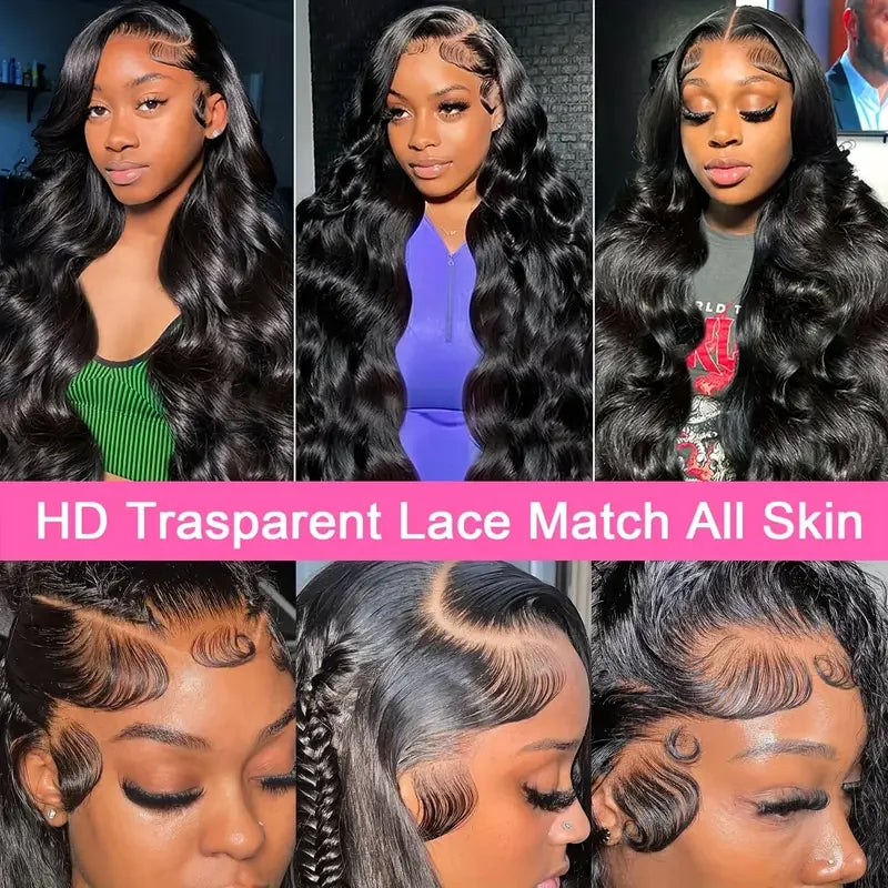 13x4 Body Wave HD Transparent Lace Front 100% Human Hair Wig 30 38 Inch 13x6 Frontal Wig Brazilian PrePlucked Remy Fast shipping