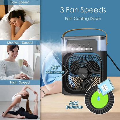 New 3 In 1 Fan AIr Conditioner Household Mini Air Cooler LED Night Light Portable Humidifier Air Adjustment Fan Office Home Fan