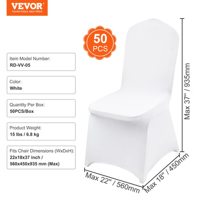 VEVOR 12/30/50/100Pcs Wedding Chair Cover Spandex Stretch Slipcover for Restaurant Banquet Hotel Dining Party White Chair Cover