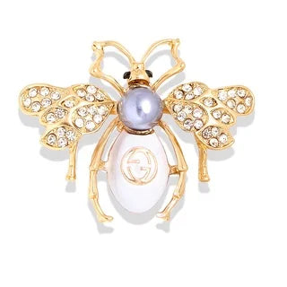 Vintage Classic Women Luxury Bee Crystal Brooch Jewelry Big Rhinesotne Metal Insect Badges For Lady Suit Coat Brooches Pins Gift