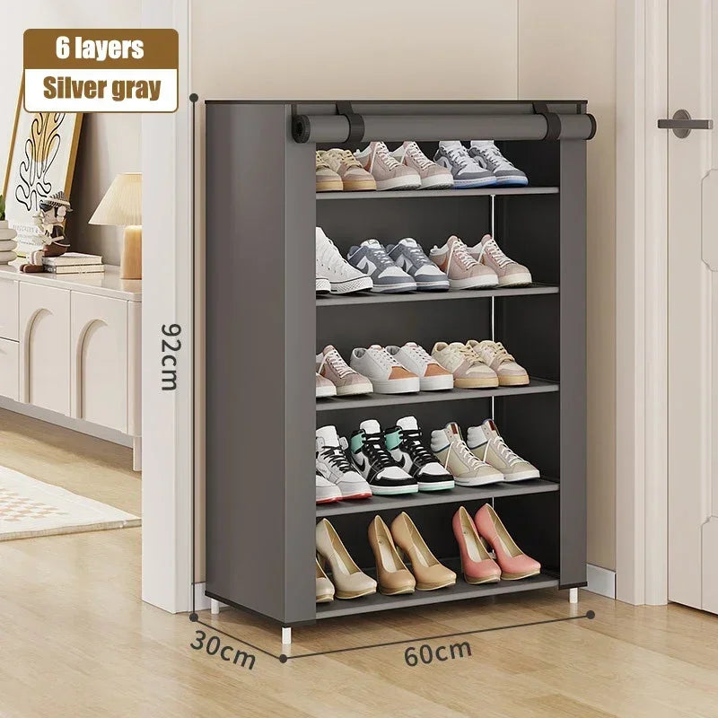 Shoe Cabinet Dustproof Fabric Multifunctional Storage Shoe Rack Moisture-proof Elevated Design Large Capacity Shoe Rack Cabinet