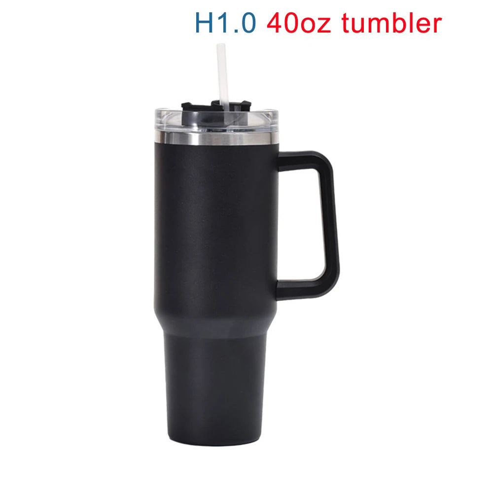 Personalized 40 oz Tumbler with Handle Lid Straw 40oz Stainless Steel Water Bottle Vacuum Thermos Cup Travel Car Coffee Mug