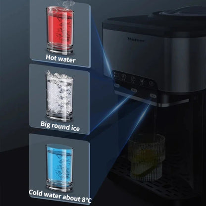 220V Quick Ice Maker Machine Commercial Home Use Cold and Hot Water Dispenser Small Vertical Ice Cube Maker Machine Cocina