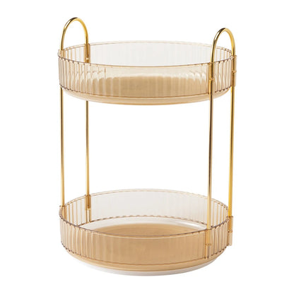 360 Degree Rotating Makeup Organizer Light Luxury Skincare Holder Rack Versatile Space-Saving for Dressing Table Washing Table