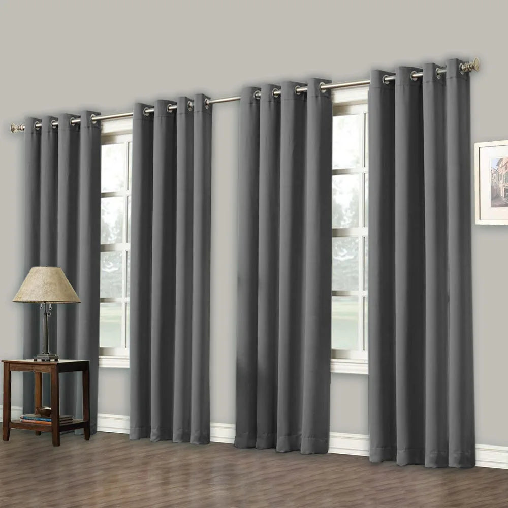 4 Panels Set Grommet Blackout Curtains for Bedroom and Living Room - Thermal Insulated Room Darkening Curtains