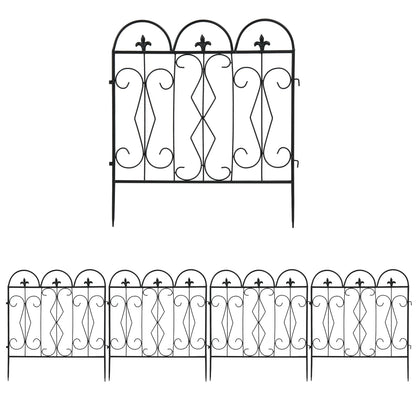 Rustproof Metal Garden Fence Panels, Border Edge, Flower Bed, Animal Dog Barrier, Border Edge, 32in x 10ft, 5 Pack