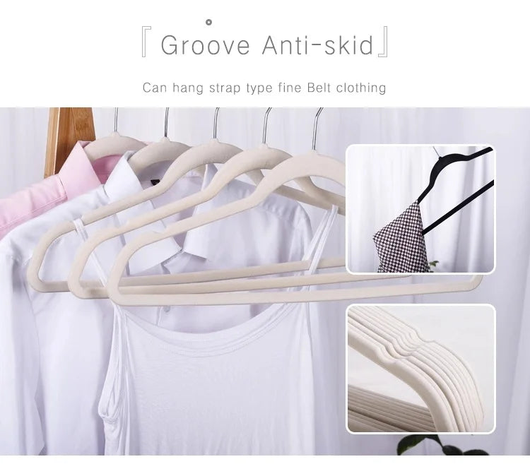 45CM Non-Slip Supple Velvet Hanger Seamless Flocking Hanger Gold Hook Only for Dry Clothes Wardrobe Storage Adult Magic Hanger