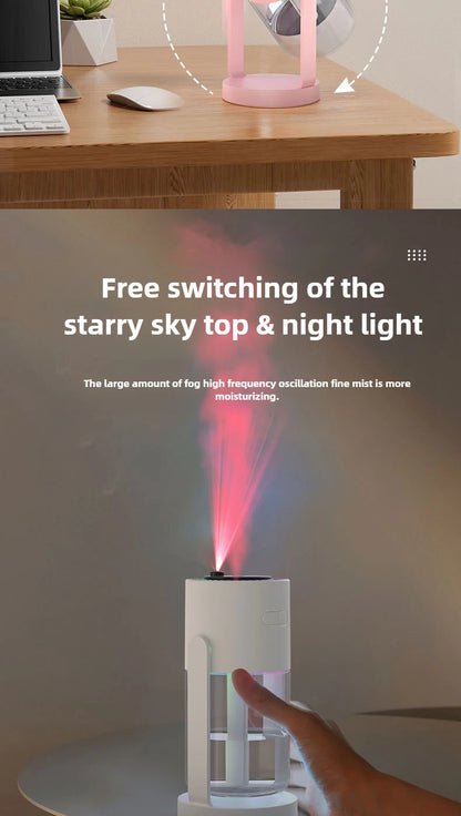 Creative Starry Sky Projection Humidifier Mini Rotating Car Air Humidifier with LED Light USB Electric Aroma Diffuser for Bedroo