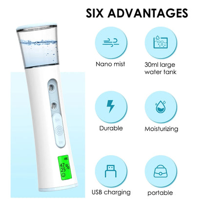 30ml Face Steamer Portable Nano Mister Sprayer Facial Moisturizing Mist Bottle Hydrating Humidifier Skin Care Moisture Tester