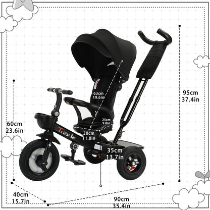 Ubravoo Baby Stroller Tricycle Ride Bike , 360 Degree Rotation Sitting & Lying,Celerity Disassembly & Assembly,1-5 Years