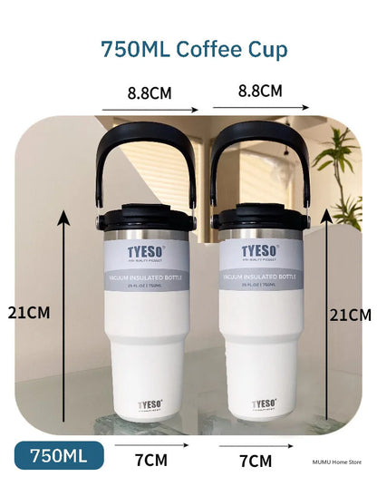 Tyeso Tumbler Coffee Cup Stainless Steel Vacuum Thermal Insulated Mug Large Capacity Double Drink Car Water Bottle Travel Mug