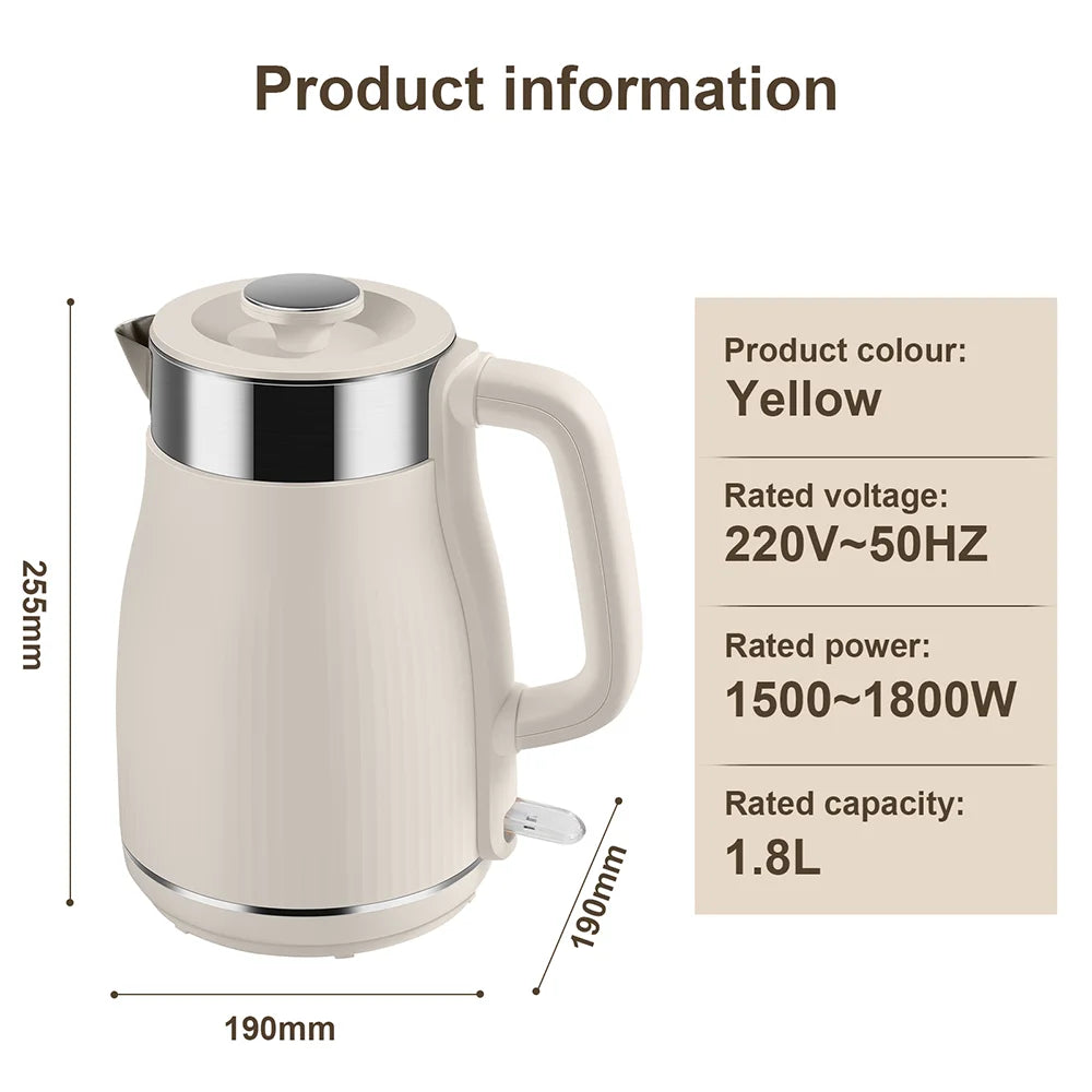 [UK Stock] 220-240V 1.8L Electric Kettle 1500-1800W Tea Kettle Water Boiler Home Kitchen water heater,Dry Boiling Protection