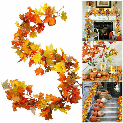 175Cm Artificial Autumn Fall Maple,Leaves Garland Hanging Plant Home Party Decor