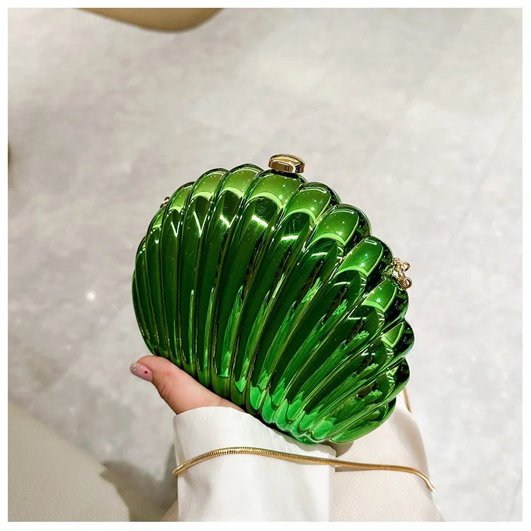 2024 Women Silver Gold Shell Bag Cute Acrylic Evening Clutch Bag With Strap For Wedding Party Small Purses Designer Handbags