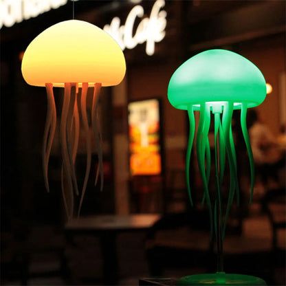 RGB Gradient Jellyfish Atmosphere Bedside Lamp Rechargeable Desk Lamp with Dancing Legs and Touch Sensor Voice Control