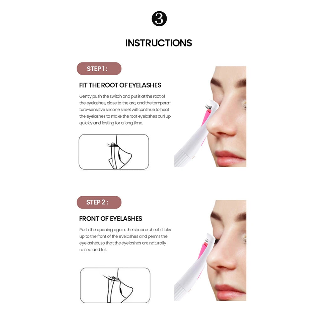 Electric Heated Eyelash Curler USB Rechargeable Eyelashes Curler Quick Heating Natural Eyelash Curler Long Lasting Makeup