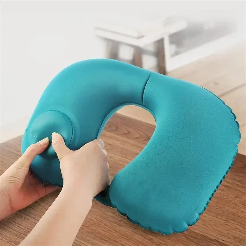 2024 New Inflatable Pillow Travel Portable Neck Protection Pillow Press Inflatable U-shaped Pillow Travel Storage Neck Pillow