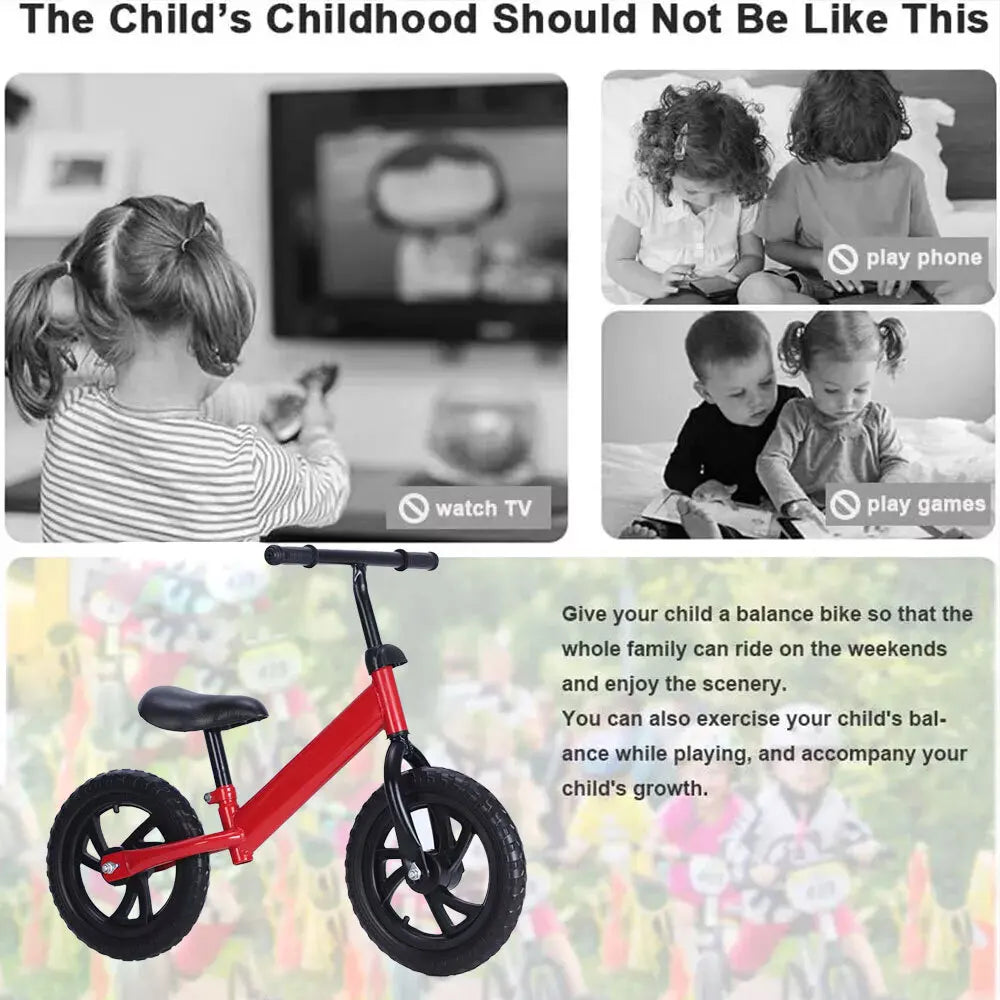 12" Wheel Outdoor Kids Balance Bike Toys Without Foot Pedal Baby Sports Training Walker Bicycle Foam Wheel Best Gift