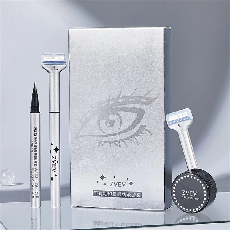 Waterproof Lower Eyelash Stamp Set Quick Dry Portable 0.01mm Tip Eye Liner Lower Lash Stamp with Ink False Eyelashes Accessories