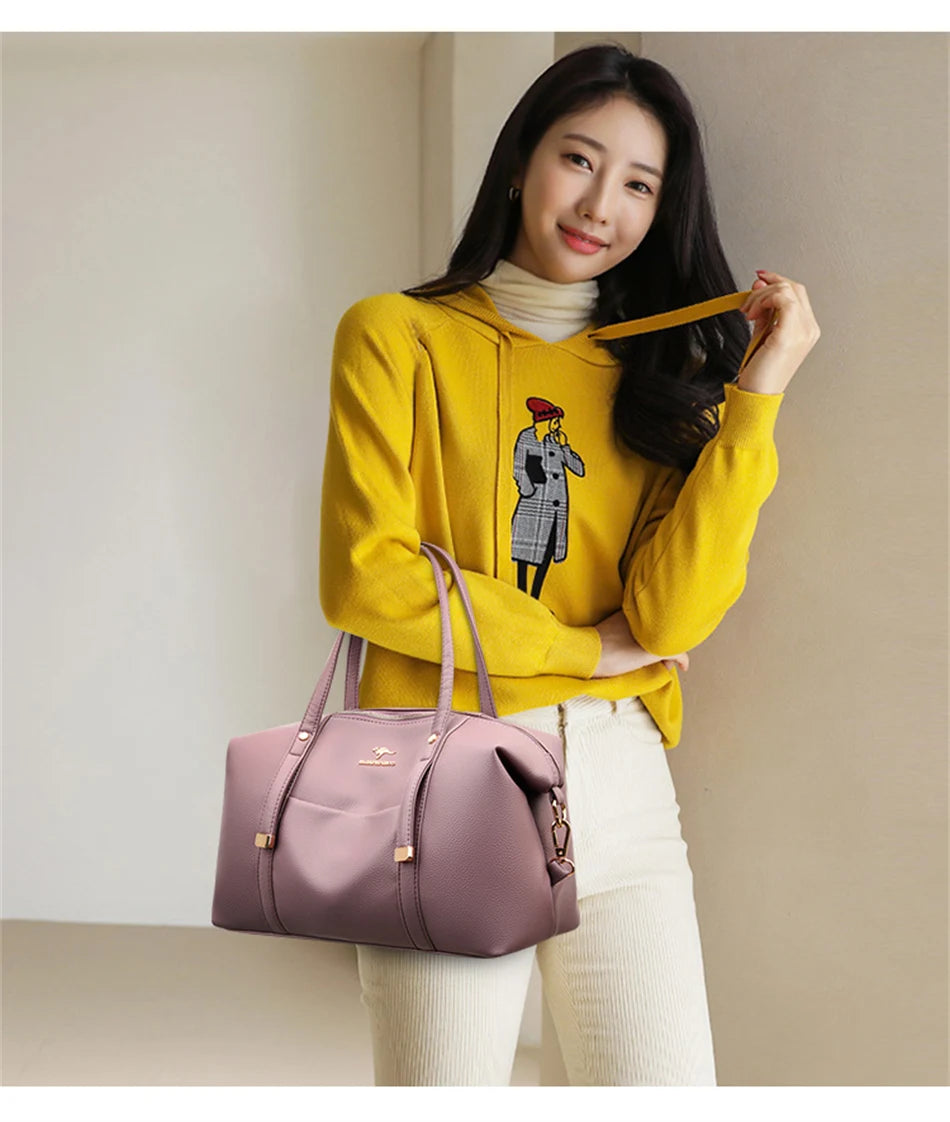 New Luxury Tote Bag Soft Leather Large Capacity Handbag Women's Bag 2024 Trend Shoulder Crossbody Sac Designer Shopper Patchwork