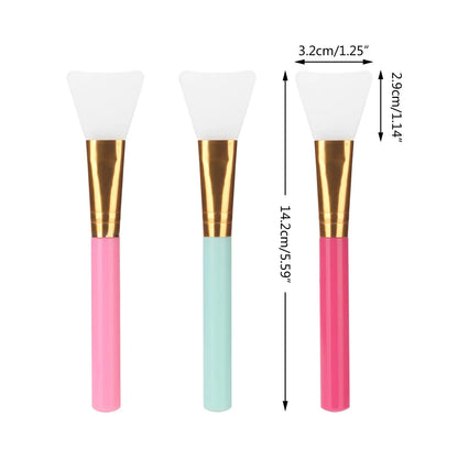 3PCS Portable Silicone Mask Brush Long Handle Fish Tail Silicone Brush Head Gel Repair Cream Applicator Stick Spatula Brush