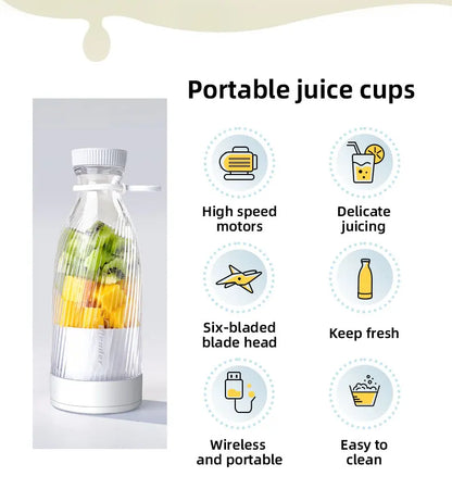 500ML Portable Blender Electric Juicer Fruit Mixers USB Rechargeable Blender  juice Cup Bottle 6 Blades