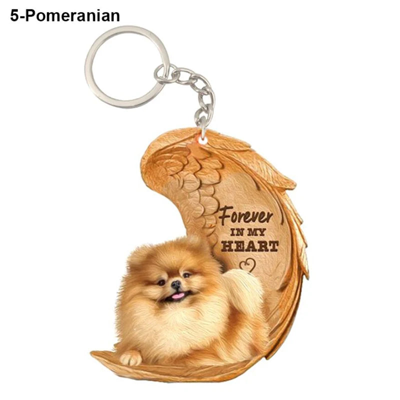 39 Style Cut Dog Forever In My Heart Angel Pendant Bag Keychain Car Key Chain Keyring Pet Jewelry Best Friends Gifts Accessories