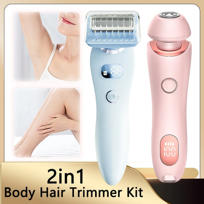 2 in 1 Waterproof Double Head Female Electric Epilator Body Hair Trimmer Kit Hair Removal Lady Shaver for Women