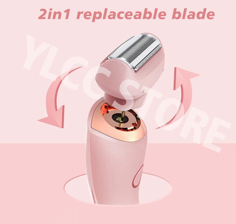 2 in 1 Bikini Trimmer Electric Shaver for Women Waterproof Facial Hair and Leg Hair Remover Body Hair Trimmer for Underarms Legs