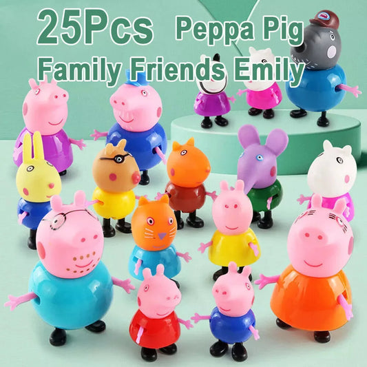 25Pcs Pepa Pig Toy Action Figure George Family Toys Mom and Dad Anime Party Toys Children's Holiday Gift