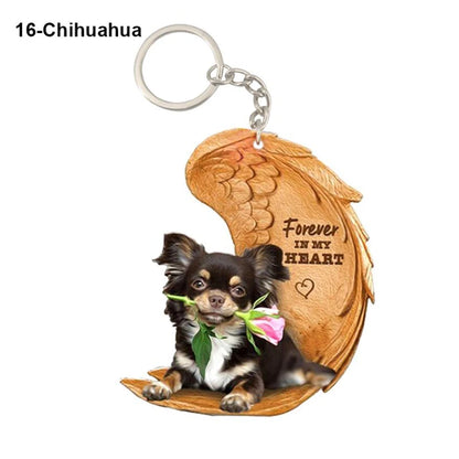 39 Style Cut Dog Forever In My Heart Angel Pendant Bag Keychain Car Key Chain Keyring Pet Jewelry Best Friends Gifts Accessories