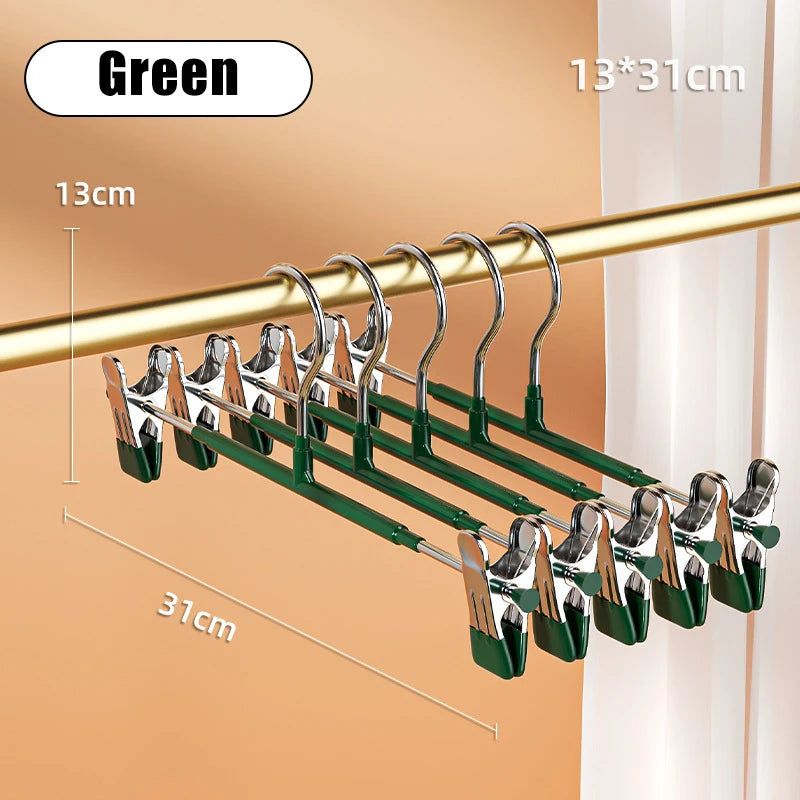 5-10pcs Clothes Rack With Adjustable Clip Anti-Slip Metal Windproof Clothes Hanger Pants Jacket Skirt Clip Closet organizer