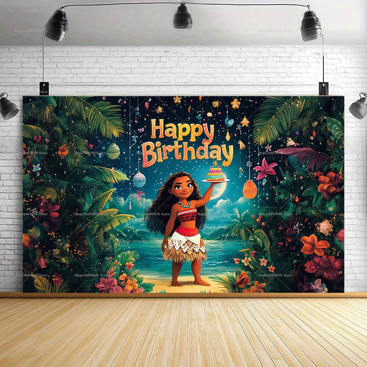 1pc Disney Moana Adventure Photography Background Decoration TuiSina Children's Birthday Party Photo Banner Baby Photo Booth