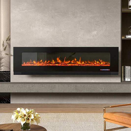 KOMORE Recessed/Wall Mounted Electric Fireplace 12 Flame Colors, Overheating Protection,1800W, 50&60&72 Inch