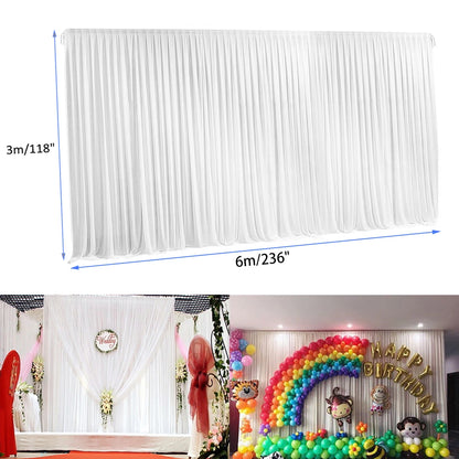 White Ice Silk Backdrop Curtains, Wedding, Birthday Photography, Stage Drapes, Masquerade, 2 m, 3 M, 6 m