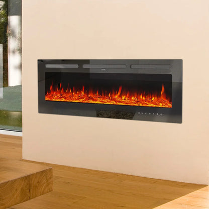 KOMORE Recessed/Wall Mounted Electric Fireplace Adjustable Flame with Remote 12 Colours Flames Automatic Shutoff Mechanism